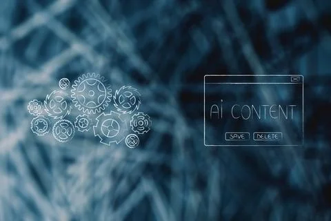 Artificial intelligence and deep learning, Ai content pop-up message with g.. Stockillustratie