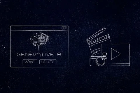 Artificial intelligence and deep learning, generative AI pop-up message wit.. Stock Illustration