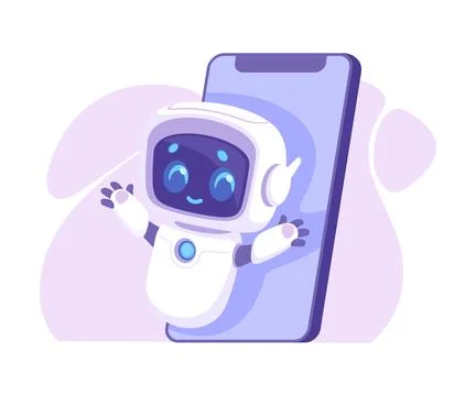 Artificial Intelligence and Digital Brain Neural Network from Smartphone Screen Stock Illustration