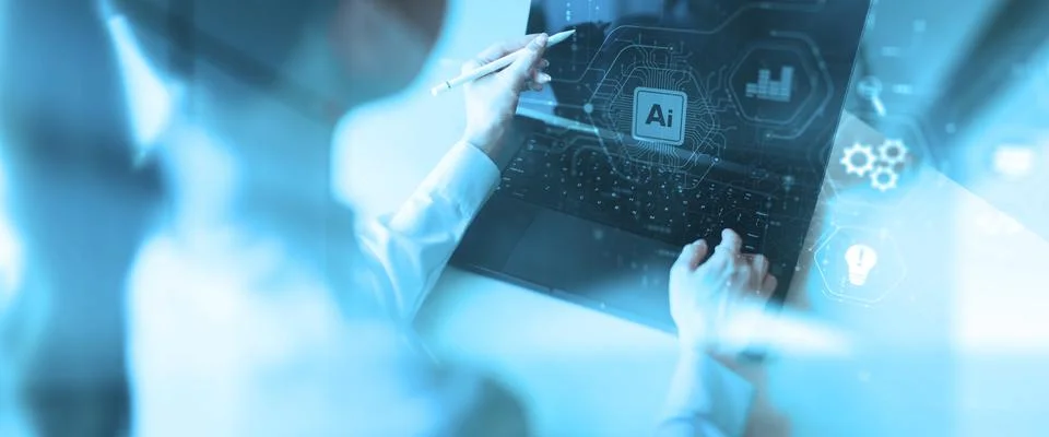 Artificial Intelligence and Digital Data Processing Deep Learning Neural Netw Fotos Stock