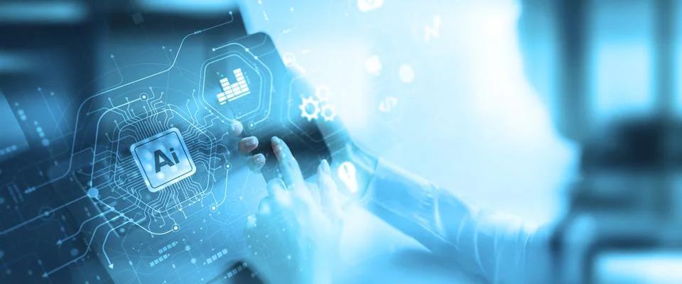 Artificial Intelligence and Digital Data Processing Deep Learning Neural Netw Stock Photos