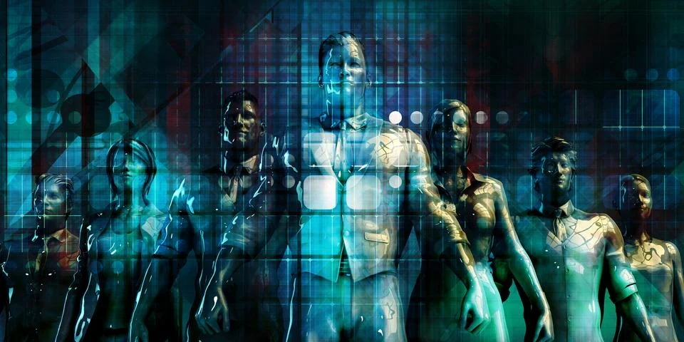 Artificial Intelligence and Digital Workforce Integration 스톡 일러스트