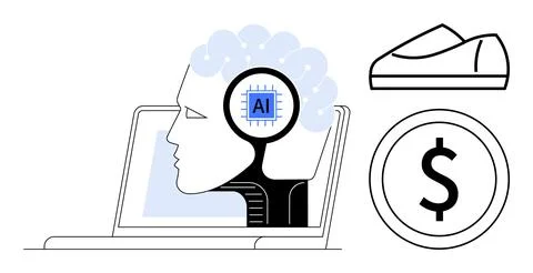 Artificial Intelligence and E-commerce Bridging Technology with Financial G.. Stock Illustration