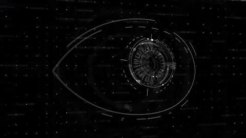 Artificial intelligence and eye spying on the internet and people Illustrazione stock