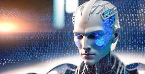 Artificial intelligence and future technologies. AI Learning and Artificial I Illustrazione stock