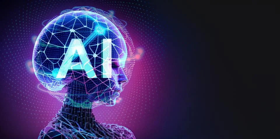 Artificial intelligence and future technologies. AI Learning and Artificial.. 스톡 일러스트