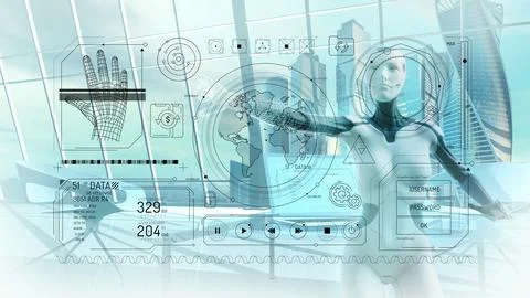 Artificial intelligence and future technologies in global finance. 스톡 일러스트