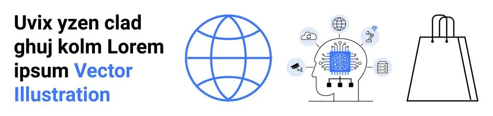 Artificial Intelligence and Future Technology Integration with Global Conne.. Stockillustratie