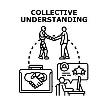 Artificial intelligence and human collaborating for collective understanding イラスト素材