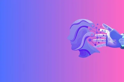 Artificial Intelligence and Human Connection Concept Stock Illustration