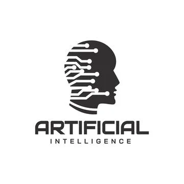 Artificial intelligence and human face logo template. Grid electronic circuit Stock Illustration