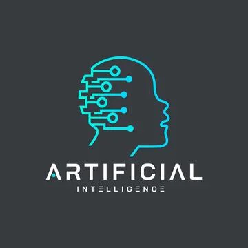 Artificial intelligence and human face logo template. Grid electronic circuit Stock Illustration