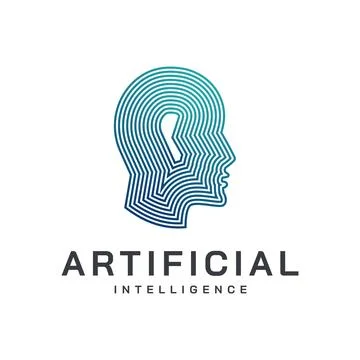 Artificial intelligence and human face logo template. Grid electronic circuit Stock Illustration