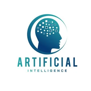 Artificial intelligence and human face logo template. Vector design of digita Stock Illustration