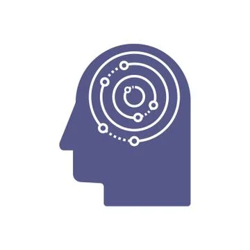 Artificial intelligence and human head logo template. Circuits electronics grid Stock-Illustration