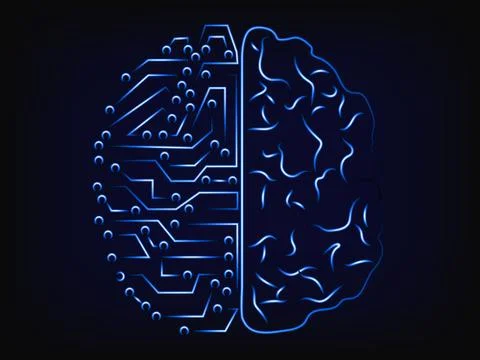 Artificial intelligence and the human mind, vector brain design イラスト素材