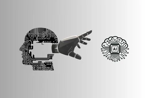 Artificial Intelligence and Human-Robot Interaction Concept Stock Illustration