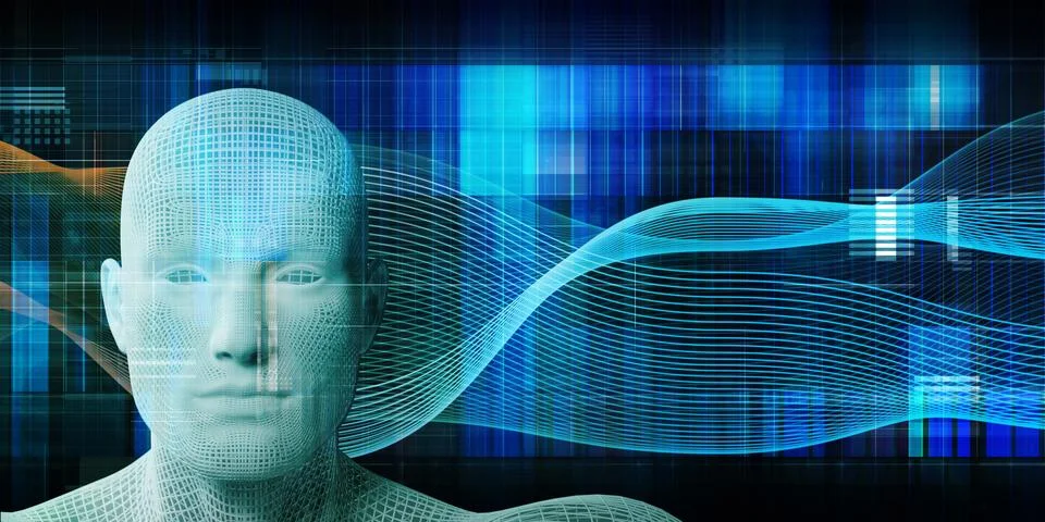 Artificial Intelligence and Human Technology Future Concept イラスト素材