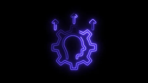 Artificial intelligence and machine learning with up arrow abstract neon gl.. Video stock 314650579