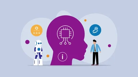 Artificial Intelligence and Machine Learning Concept with Human Silhouette .. Stock Footage 327343561