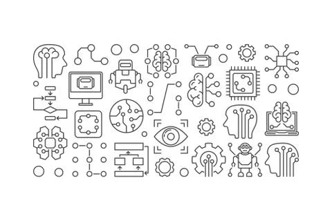 Artificial Intelligence and machine learning vector illustration 스톡 일러스트