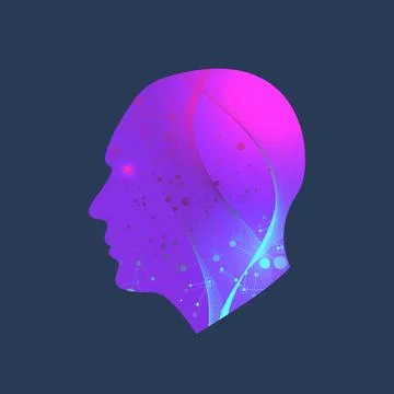 Artificial Intelligence and Machine Learning illustration Concept. Human head Stock Illustration