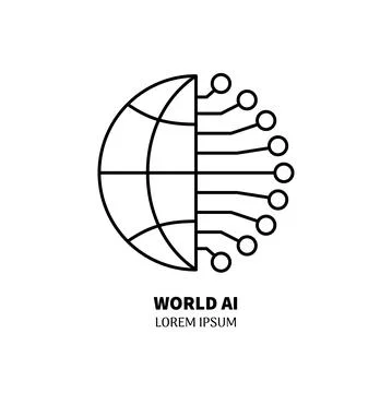 Artificial intelligence and machine learning line icon イラスト素材