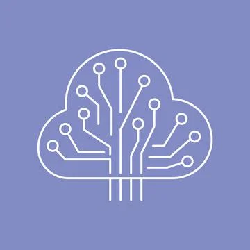 Artificial intelligence and machine learning line icon Illustrazione stock