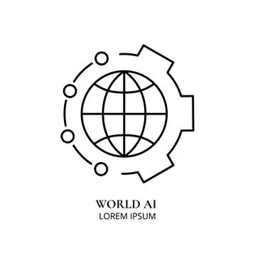 Artificial intelligence and machine learning line icon イラスト素材