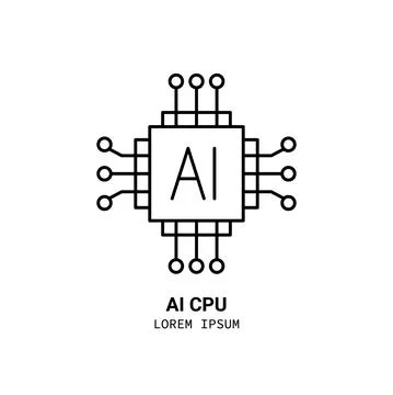 Artificial intelligence and machine learning line icon Stockillustratie