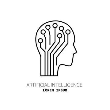 Artificial intelligence and machine learning line icon Stock Illustration