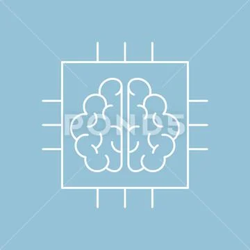 Artificial intelligence and machine learning line icon 스톡 일러스트
