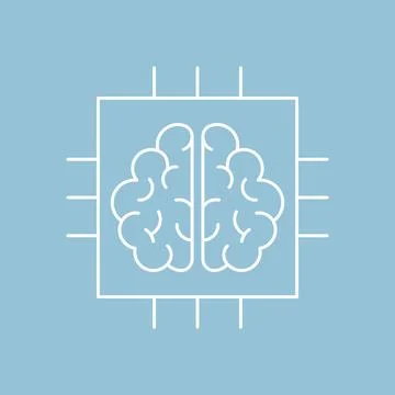 Artificial intelligence and machine learning line icon 库存插图