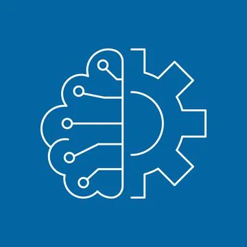 Artificial intelligence and machine learning line icon イラスト素材