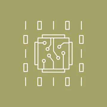 Artificial intelligence and machine learning line icon Stockillustratie