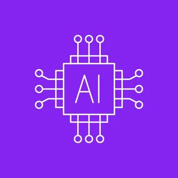 Artificial intelligence and machine learning line icon Stockillustratie