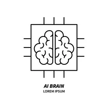 Artificial intelligence and machine learning line icon 스톡 일러스트