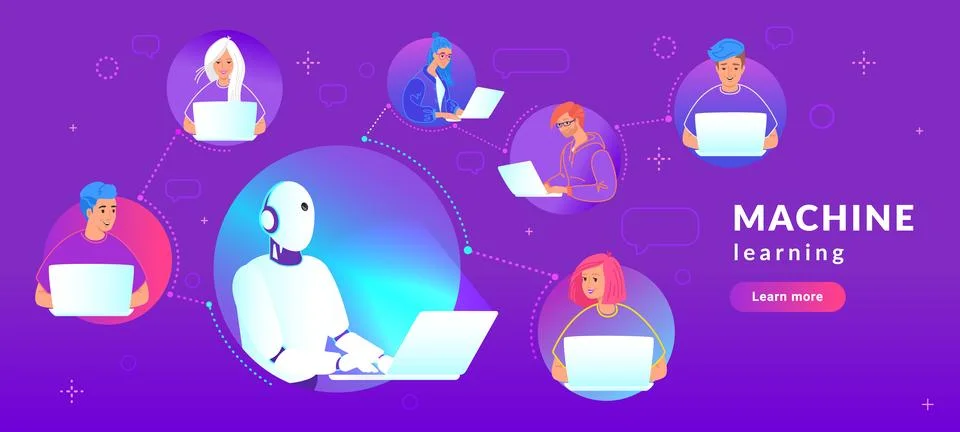 Artificial intelligence and machine learning technology Stock-Illustration