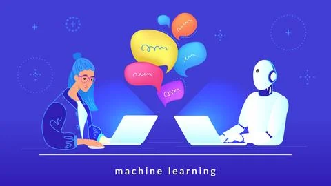 Artificial intelligence and machine learning technology Stock Illustration