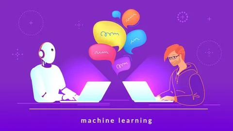 Artificial intelligence and machine learning technology Stock Illustration