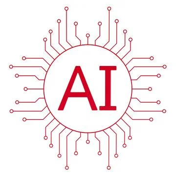 Artificial Intelligence and machine learning technology logotype, 3D renderin Stockillustratie