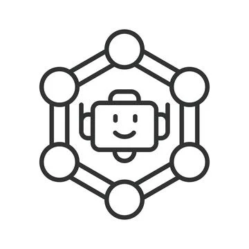 Artificial intelligence and machine learning icon in line design. Artificial Illustration