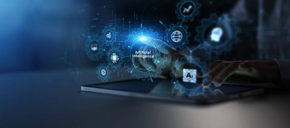 Artificial Intelligence and Machine Learning Integration in Modern Digital Sy Stock Photos