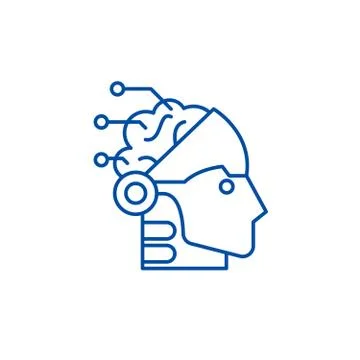 Artificial intelligence and robotics line icon concept. Artificial intelligence Stock Illustration
