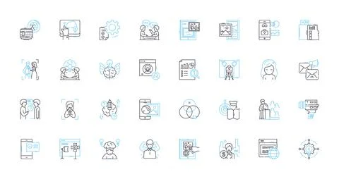 Artificial intelligence and robotics linear icons set. Automation, Neural Stock Illustration