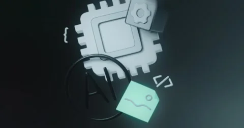 Artificial Intelligence and software development icons Stock Footage 313494277