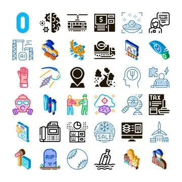 Artificial intelligence and technology icons collection 库存插图