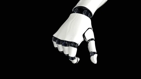 Artificial intelligence. The android robot opens its fist. The camera slowly Stock Footage 148441083