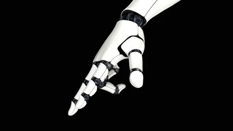 Artificial intelligence. The android robot's hand clenches into a fist. The Stock Footage 148441054