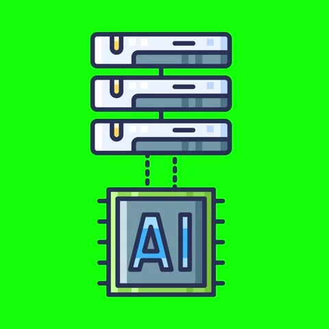 Artificial intelligence animated icons with chroma key background. Stock Footage 340044539